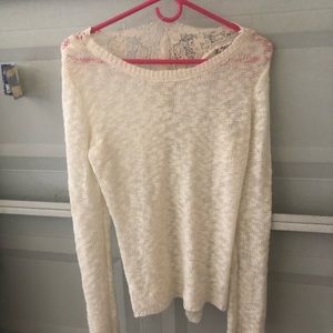 Pink Republic sweater with crocheted back